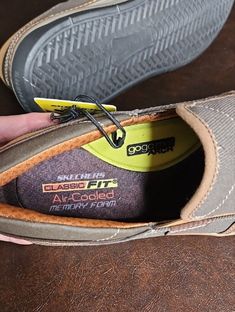 Skechers Men's Slip-On Loafers in Gray and Tan - Picture 7 of 8